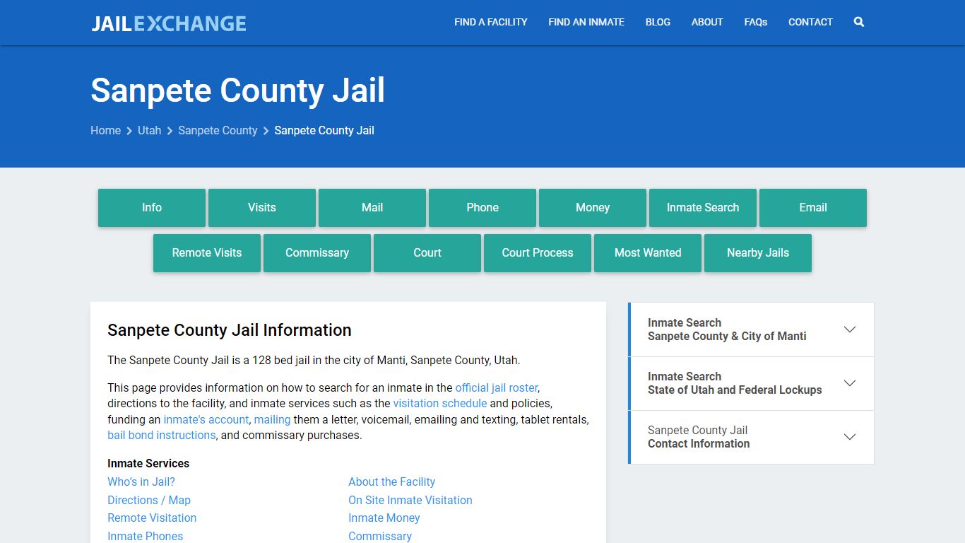 Sanpete County Jail, UT Inmate Search, Information