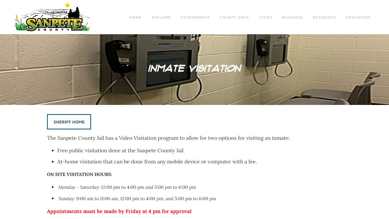 Inmate Visitation - Sanpete County
